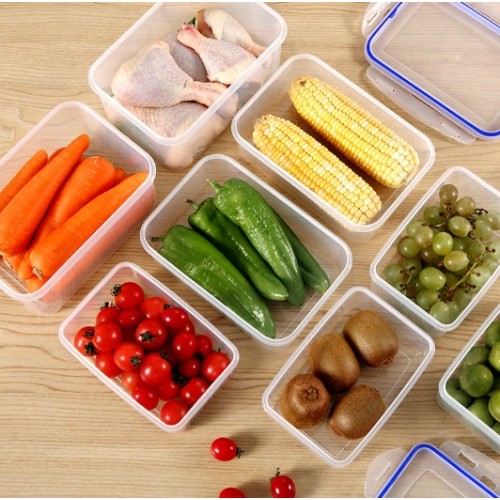 Juego de recipientes plásticos transparentes para almacenamiento de alimentos, ideal para organizar comida, frutas, verduras, sobras y diversos ingredientes en el hogar- or Mayoreo M34878-13