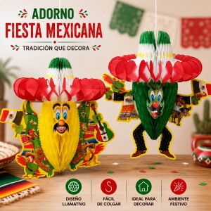 Adorno colgante para fiesta mexicana, colorido, ligero y fácil de colocar. Ideal para fiestas patrias- Por mayoreo 