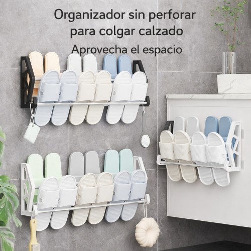Organizador de zapatos sin perforar, ideal para colgar sandalias, pantuflas y calzado ligero en baños, recámaras o entradas.  (63 cm por Mayoreo P-12181