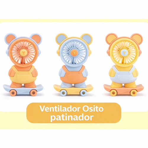 VENTILADOR DE MANO OSO EN PATINETA, VENTILADOR DE MANO, DIFERENTES MODELOS, MAYOREO.