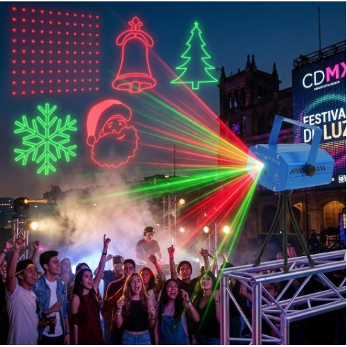 Proyector láser LED de figuras navideñas con 5 patrones diferentes, luz decorativa para interiores y exteriores, lámpara de escenario portátil para fiestas, Navidad y celebraciones, Mayoreo