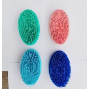 Cepillo exfoliante de silicona con diseño ovalado, ideal para la limpieza corporal durante el baño- Por Mayoreo SE-568