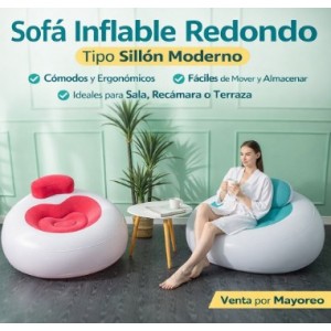 Sofá inflable redondo con diseño moderno y cómodo, ideal para descanso en interiores- Por Mayoreo SL-007