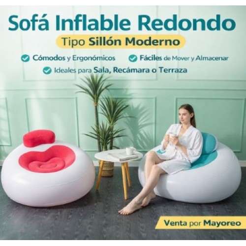 Sofá inflable redondo con diseño moderno y cómodo, ideal para descanso en interiores- Por Mayoreo SL-007 Sofá inflable redondo con diseño moderno y cómodo, ideal para descanso en interiores- Por Mayoreo SL-007