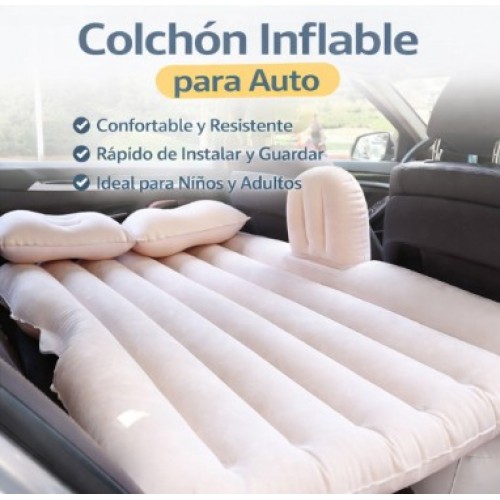 Colchón Inflable para Auto Tipo Cama Trasera con Almohadas – Viaje y Descanso – Por Mayoreo SL-009