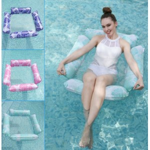 Hamaca Flotante Inflable Tipo Asiento con Malla Transpirable para Alberca y Playa – Diseño Tropical – Por Mayoreo SL-014 