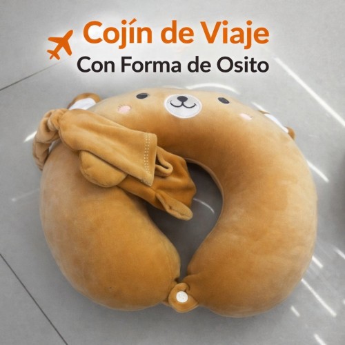 Cojín de viaje en forma de osito fabricado en felpa ultra suave con relleno acolchonado de alta comodidad.  Por Mayoreo T-30688