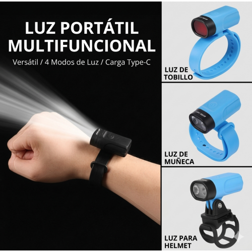 Lámpara LED Portátil Recargable Tipo Pulsera Multifuncional – Luz Manos Libres con 4 Modos – Uso Deportivo y Emergencia- Por Mayoreo TY410