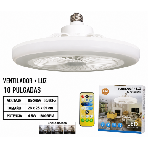 Lámpara LED con ventilador 2 en 1, control remoto y diseño compacto para iluminar. Luz de Bajo Consumo- Por mayoreo Lámpara LED con ventilador 2 en 1, control remoto y diseño compacto para iluminar. Luz de Bajo Consumo- Por mayoreo