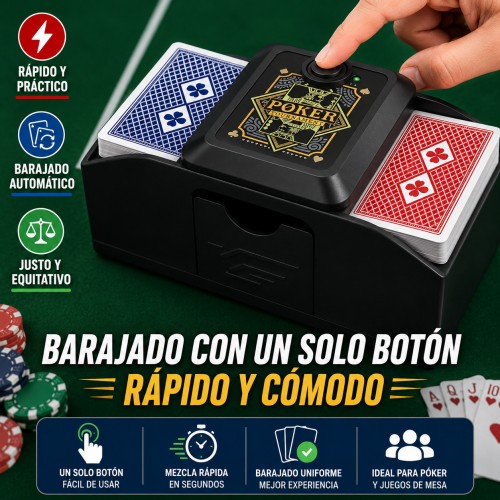 Barajadora automática eléctrica para cartas, ideal para póker, juegos de mesa, reuniones y entretenimiento- Por mayoreo 