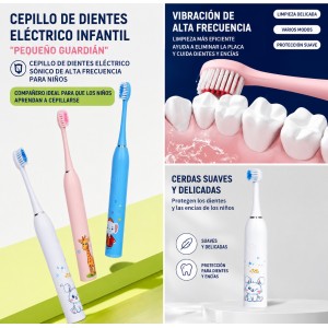 Cepillo dental eléctrico infantil con vibración suave, limpieza efectiva y diseño cómodo para el cuidado diario de dientes y encías- Por mayoreo 