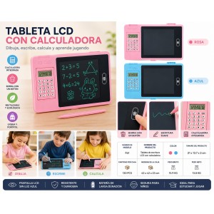 Tableta LCD reutilizable con calculadora integrada, ideal para dibujar, escribir y practicar matemáticas- por mayoreo 