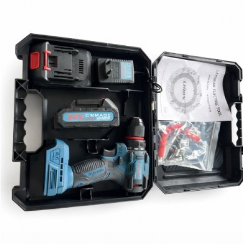 Taladro inalámbrico de 24V ideal para trabajos de perforación y atornillado en el hogar, taller o uso profesional ligero- Por Mayoreo WQL-39