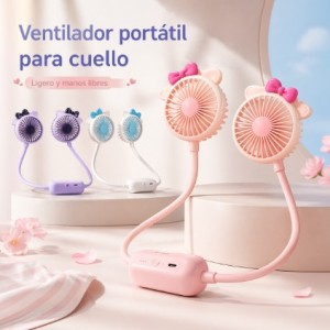 Ventilador portátil para cuello con diseño manos libres, ideal para mantener frescura mientras caminas, trabajas, estudias- XH-0101-1