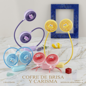 Ventilador portátil doble para cuello con diseño manos libres, ideal para mantener frescura y recargable para uso diario- Por Mayoreo XH-0104-1