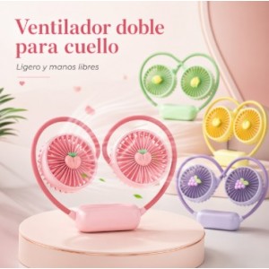 Ventilador portátil doble para cuello con diseño manos libres,u estructura ligera y flexible permite colocarlo cómodamente alrededor del cuello- Por Mayoreo XH-0105-1 