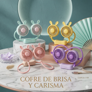 Ventilador portátil doble para cuello Su estructura ligera y flexible permite colocarlo cómodamente alrededor del cuello- Por Mayoreo