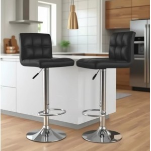 Silla de bar con diseño moderno, asiento acolchado, respaldo cómodo- con giro de 360° y sistema de elevación ajustable de 60 a 80 cm- Por mayoreo