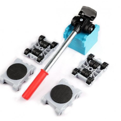 Kit elevador de muebles con barra manual y rodillos de transporte, ideal para mover objetos con mayor facilidad en casa u oficina- ZE-2873