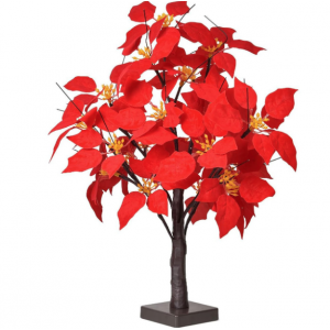 Árbol decorativo de hojas rojas con luces LED cálidas, ideal para Navidad, hogar y eventos- Por mayoreo 