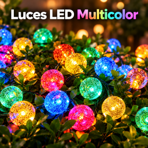 Serie de Luces LED luz multicolor, blanca y calida con Esferas Decorativas. Ideales para Navidad, fiestas, habitaciones, árboles navideños y ambientes festivos. Por Mayoreo