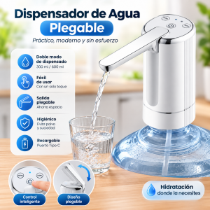 Dispensador de Agua Plegable Recargable USB Tipo C por Mayoreo