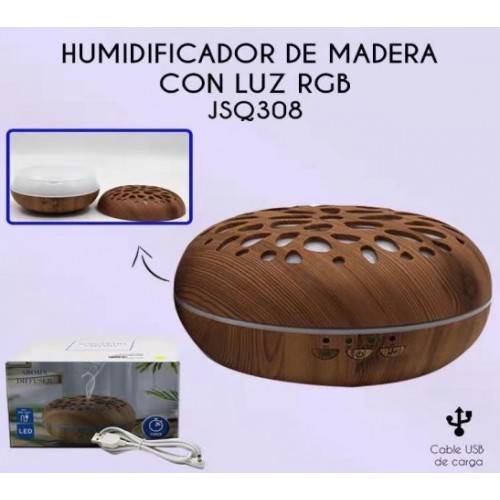 Humidificador de tipo madera con luz RGB JSQ308