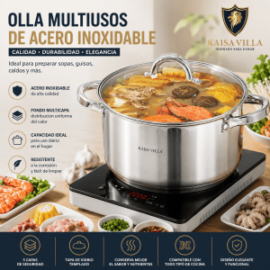 Olla Multiusos de Acero Inoxidable con Tapa de Vidrio por mayoreo