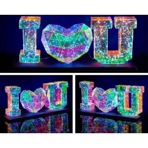 Lampara 3D “I LOVE U”,LUZ  GRB con 300 leds,LUZ Resplandor de  sinfonía,PARA Regalos,de usb LED750