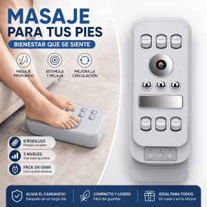 Masajeador de pies manual con rodillos y puntos de presión. Compacto, práctico y fácil de usar en casa u oficina por mayoreo.