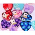 Caja de regalo forma de corazon con osos y flores W-YHSG570