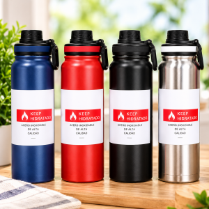 Termo de acero inoxidable con capacidad de 800 ml, ideal para llevar bebidas durante el día en casa, oficina, escuela o traslados.