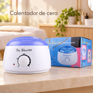 Calentador de cera Pro Wax100 con tapa translúcida, perilla de regulación e indicador luminoso. Incluye caja de presentación. Venta por mayoreo.