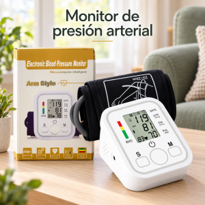 Monitor digital de presión arterial con pantalla LCD, brazalete de 22 a 32 cm y lectura de pulso. Incluye caja. Disponible por mayoreo.