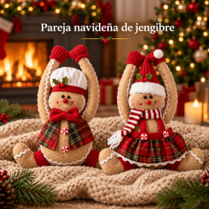 Pareja de figuras decorativas navideñas de jengibre