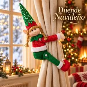 Sujetacortinas navideño con diseño de duende