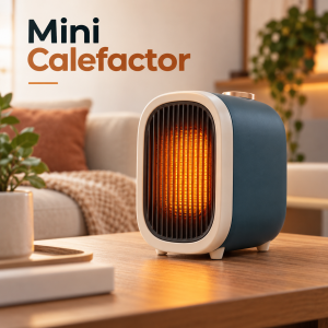 Mini calefactor con diseño compacto y moderno, ideal para el hogar u oficina.