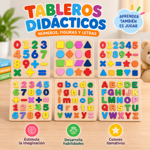 tablero didáctico de números, figuras y letras es una herramienta educativa ideal para niños en etapa de aprendizaje temprano