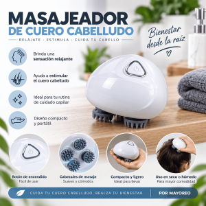 Disfruta una rutina de cuidado más cómoda con este masajeador eléctrico para cuero cabelludo,