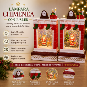 Decora tus espacios con esta lámpara decorativa navideña tipo chimenea con luz LED, diseñada con una atractiva escena festiva en su interior.
