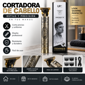 Recortadora eléctrica de diseño profesional, ideal para cortar, perfilar y dar mantenimiento a cabello, barba y contornos.