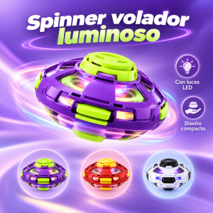 Spinner Volador Luminoso con Luces LED ideal para disfrutar momentos de entretenimiento y juego. Su diseño compacto tipo esfera cuenta con iluminación que crea un atractivo efecto visual