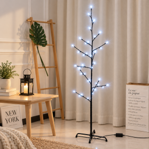 Árbol decorativo LED de luz blanca. Ideal para ambientar espacios interiores con un estilo moderno.