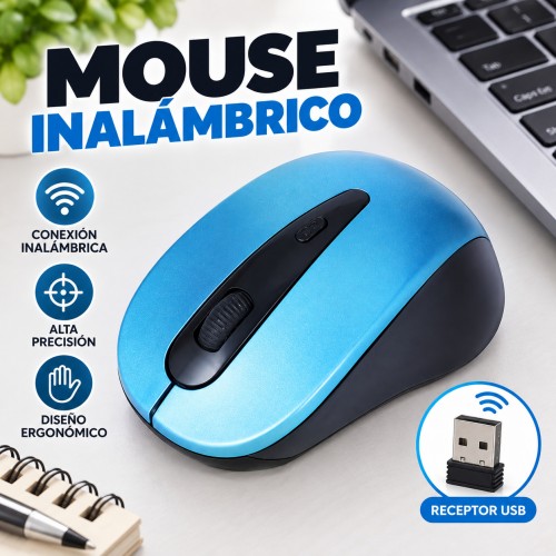 Mouse inalámbrico ergonómico y portátil, ideal para computadora, oficina, estudio y trabajo diario- Por mayoreo 