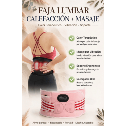 Faja Lumbar Eléctrica con Calefacción y Masaje por Vibración - Soporte Lumbar Térmico USB Recargable - Cinturón Masajeador Faja Lumbar Eléctrica con Calefacción y Masaje por Vibración - Soporte Lumbar Térmico USB Recargable - Cinturón Masajeador