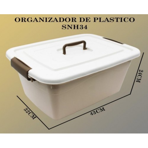 Caja de almacenamiento aprueba de agua con tapa multiuso,de 44.5*33*24.5cm SNH34