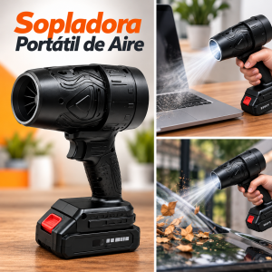 Sopladora portátil de aire con diseño compacto, ideal para tareas de limpieza y mantenimiento.