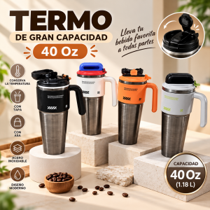 Termo Térmico de 40 Oz con Asa y Tapa – Gran Capacidad, Estilo y DIseño Moderno.
