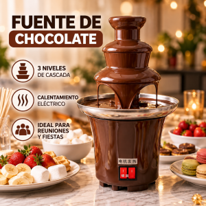 Fuente de Chocolate Eléctrica de 3 Niveles con Cascada para Fiestas y Eventos por Mayoreo