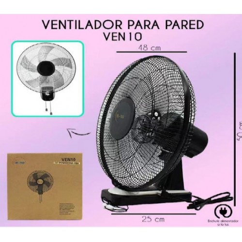 Ventilador de pared de 18 Pulgadas, 3 configuraciones de velocidad, oscilación de 90 VEN10